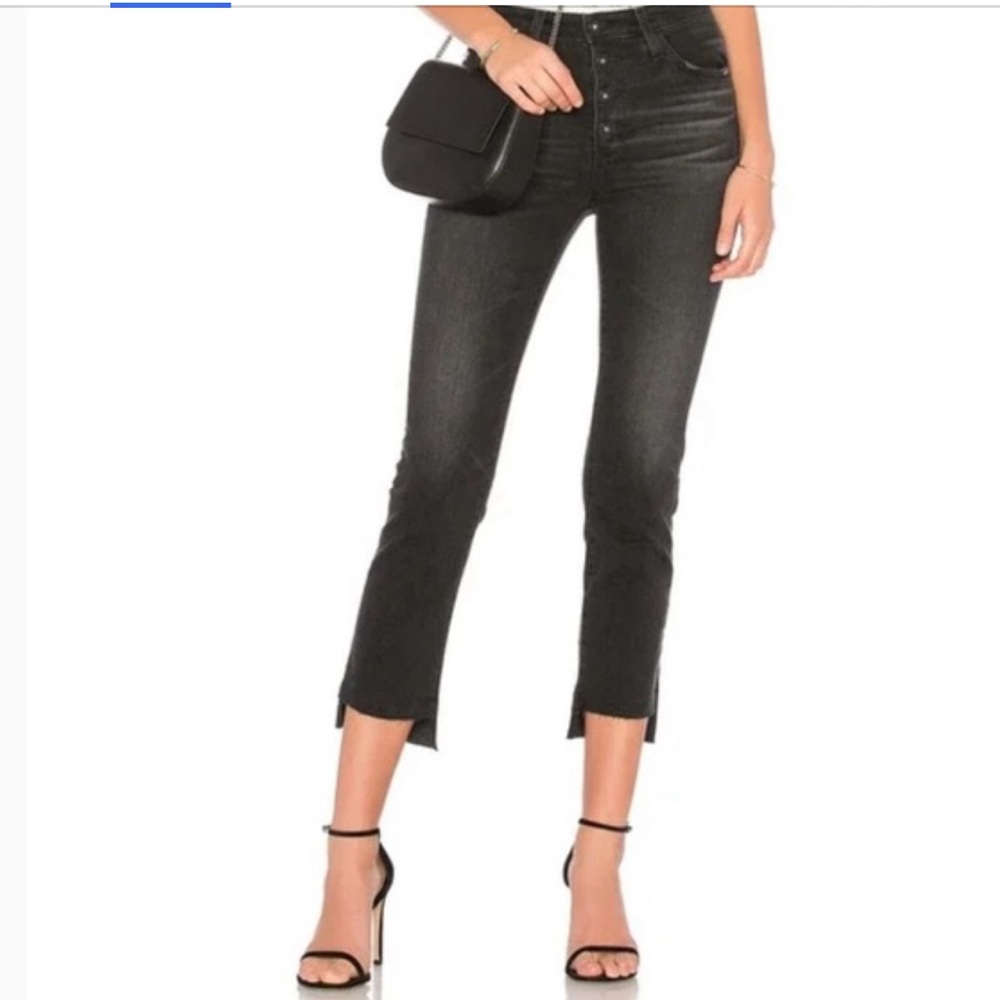 AG Adriano Goldschmied Black Isabelle High waist button up Ankle Jeans
